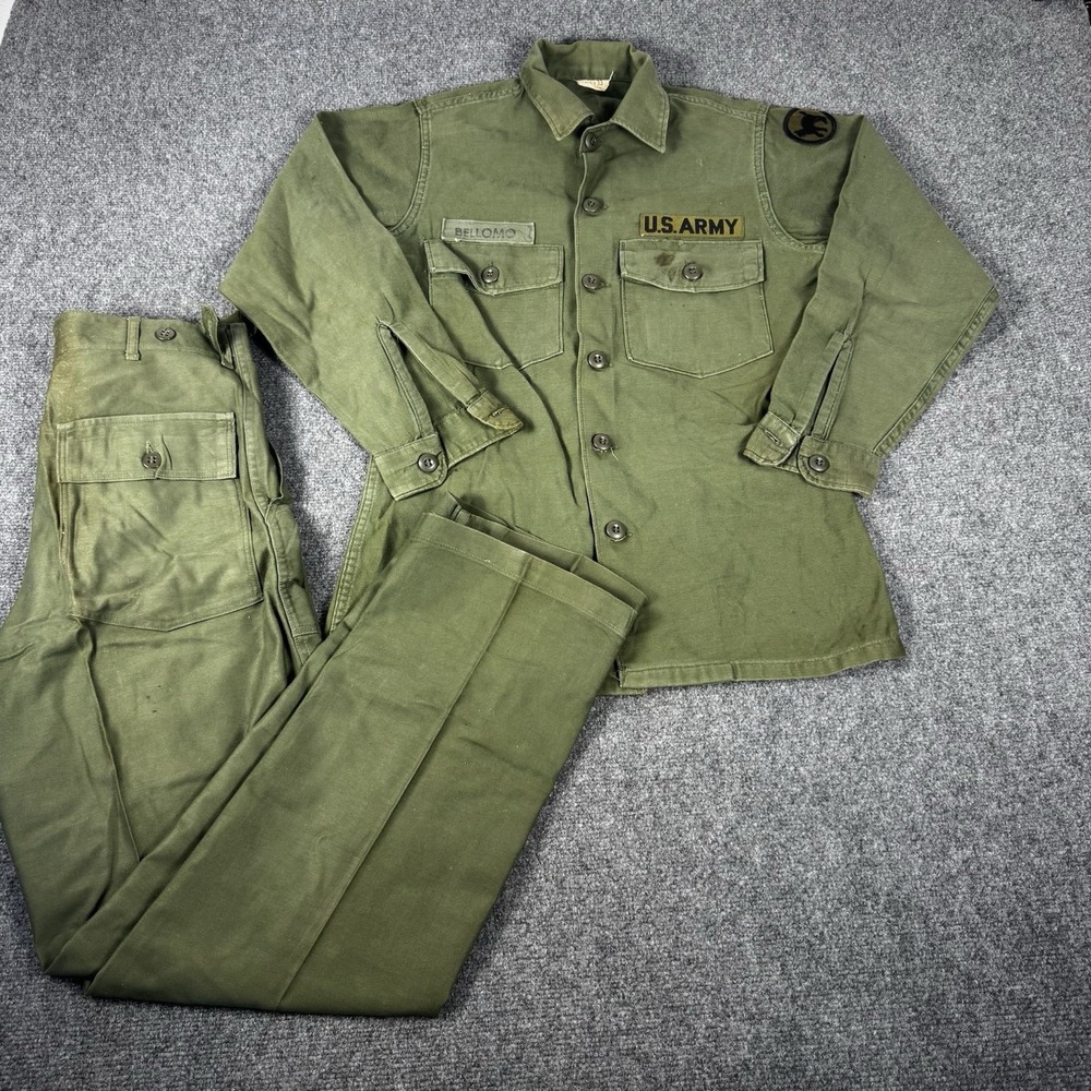 Vintage Vietnam US Army OG-107 Type 3 Uniform Set 81st Infantry Wildcat Patch